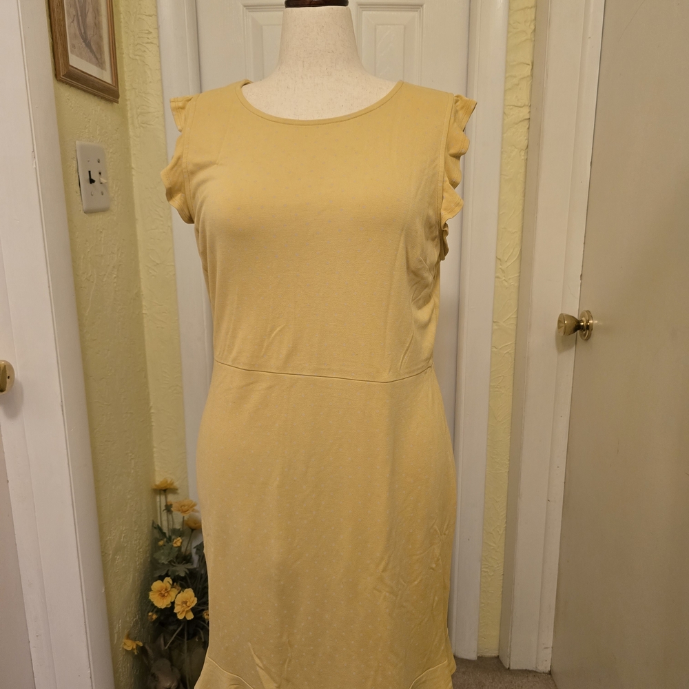 Old Navy Yellow Midi Dress with Ruffle Sleeves